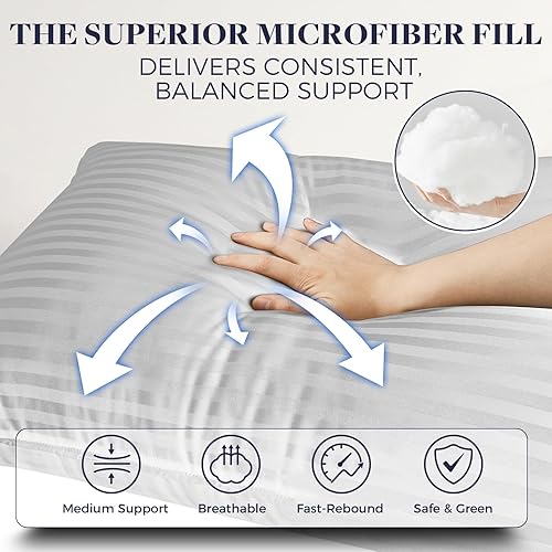 Vista 34 de Basic Beyond - Juego de 2 almohadas de cama para dormir de tamaño King, almohadas alternativas de plumón de lujo, colección de hotel, color negro