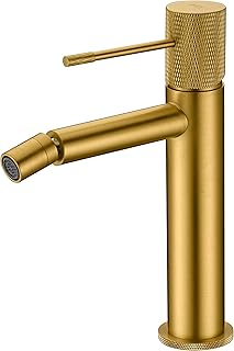 IMEX - Grifo Bidet Dorado | Grifo Monomando Bide para Baño Color Oro Cepillado | Grifo de Bidé con Mezclador de Agua Caliente y Fría | Griferia Bidet | Instalación Fácil | Serie Line