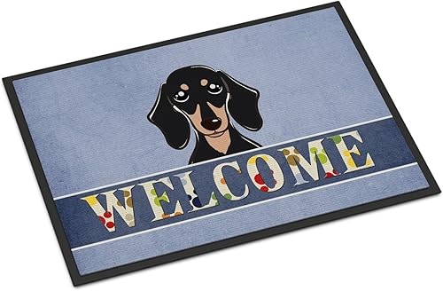 Miniatura 37 de Caroline's Treasures BB1449JMAT - Tapete de bienvenida de carlino negro, 24 x 36 pulgadas, tapete azul para puerta delantera, para interiores