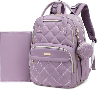 Large Diaper Bag Backpack with Changing Pad & Pacifier Case, Purple