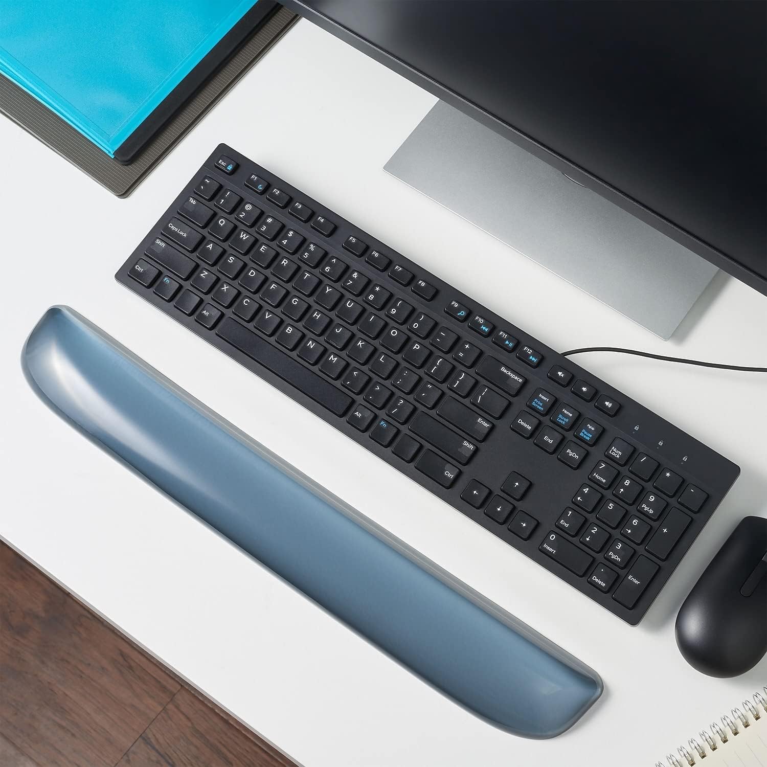 STAPLES Gel Keyboard Wrist Rest, Ergonomic Non‑Slip Wrist Support Cushion for Comfortable Typing, Durable Gel‑Filled Design, Black Crystal
