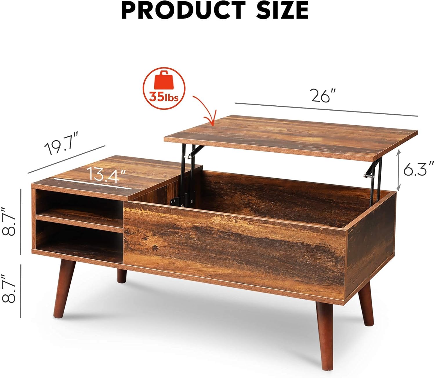 WLIVE Coffee Table and End Table Set, Retro Brown, Rustic Brown : Home & Kitchen