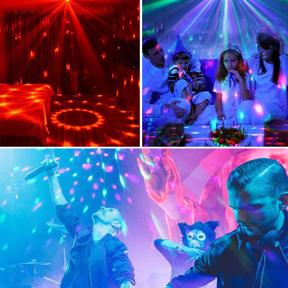 Lumières disco U 'King, télécommande DJ Party Lights 3 W 7 couleurs lumière stroboscopique activée par le son lumières de fête pour Noël, pub, mariage, club, spectacle