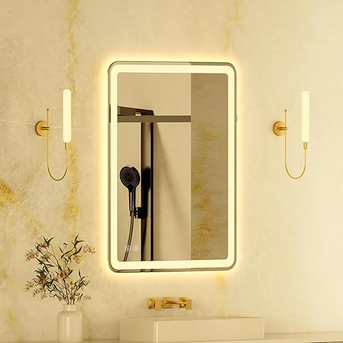 24"x32" LED Bathroom Mirror with Front and Backlight, Rounded Corner
