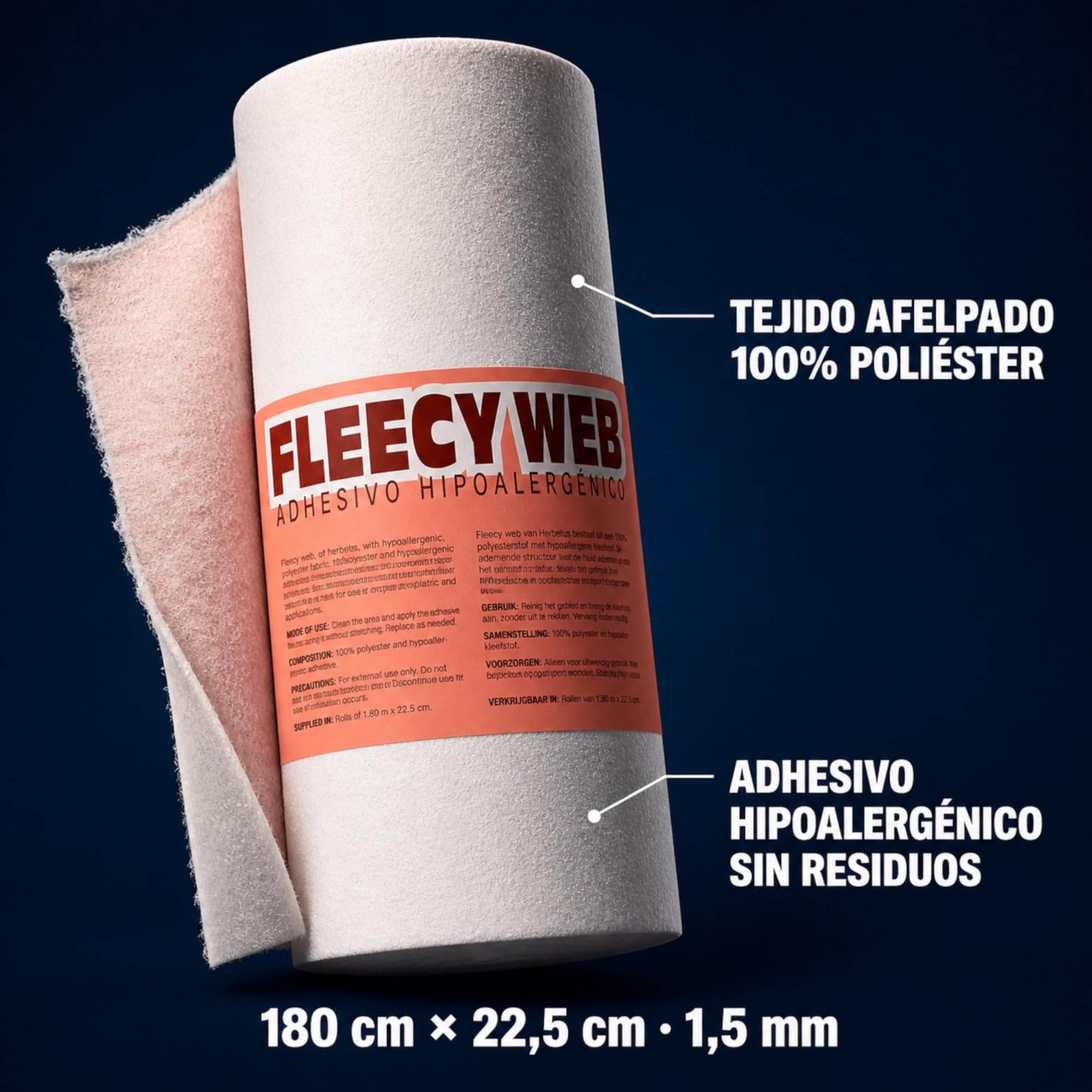 Fieltro Adhesivo 1 Rollo de 1.5mm. Almohadillas para Pies Ante Rozaduras y Úlceras Protección Plantar. Fieltro Adhesivo Podologia Recortable para Pie Diabetico. Útil para Juanetes y Talones.