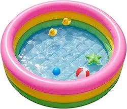 Piscina Inflável Infantil Colorida 40 litros 3 Anéis Base Acolchoada