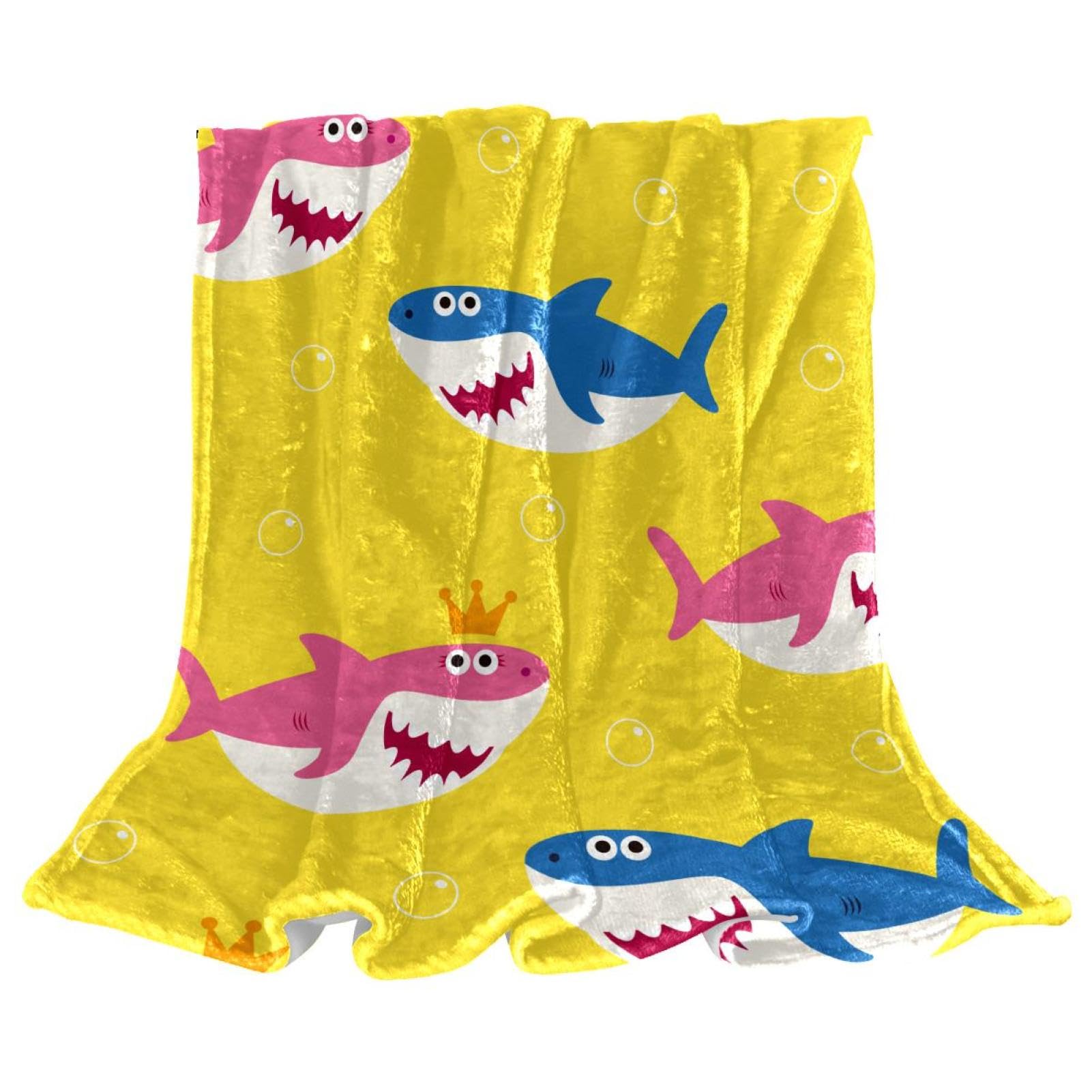 Couverture polaire requin rose jeté de lit et canapé premium 150x130cm
