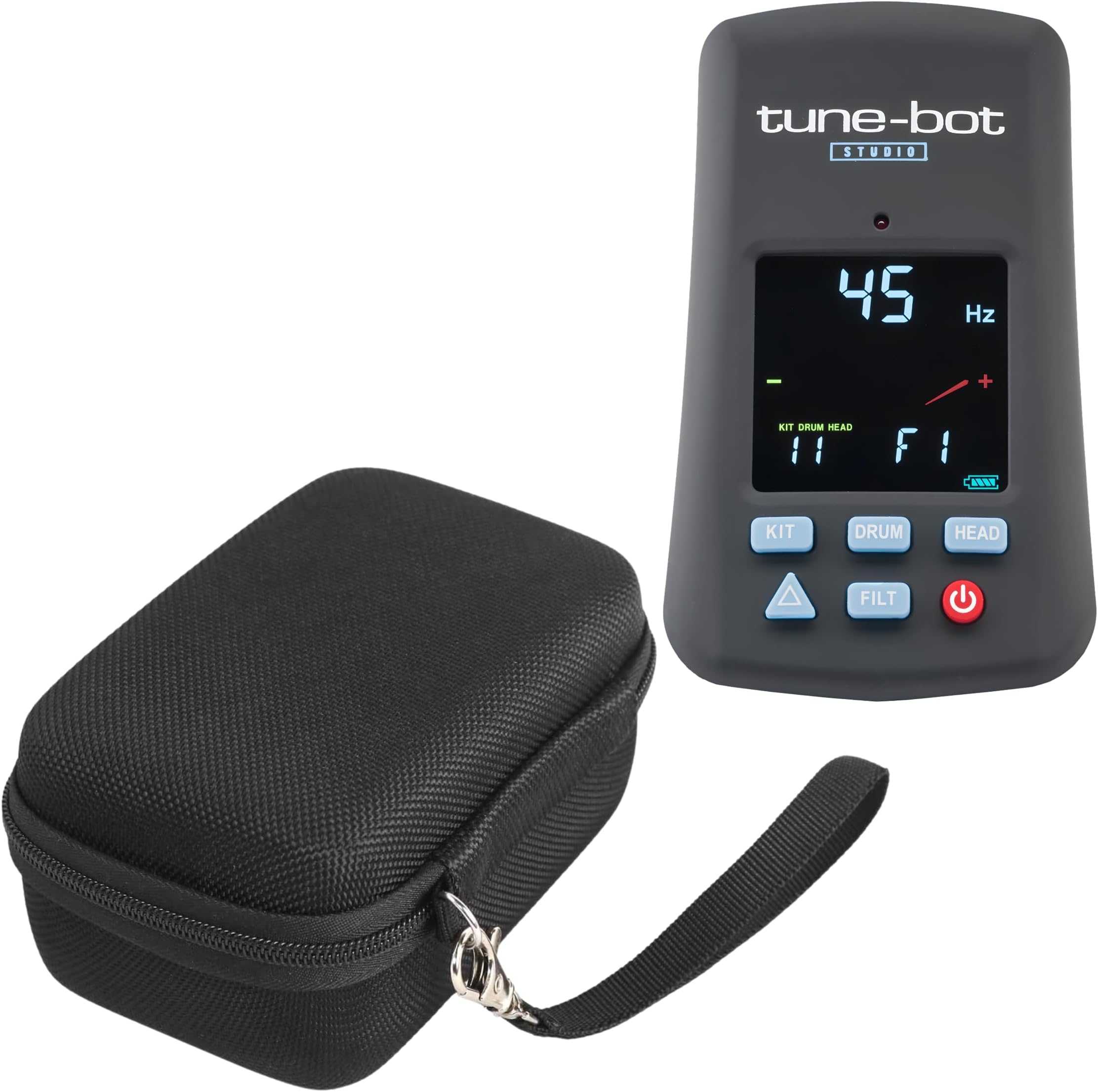 Studio TBS-001 Clip-On Digital Drum Tuner with Hard Shell Carry Case – Easy & Accurate Drum Tuning for Practice, Studio and Live Playing