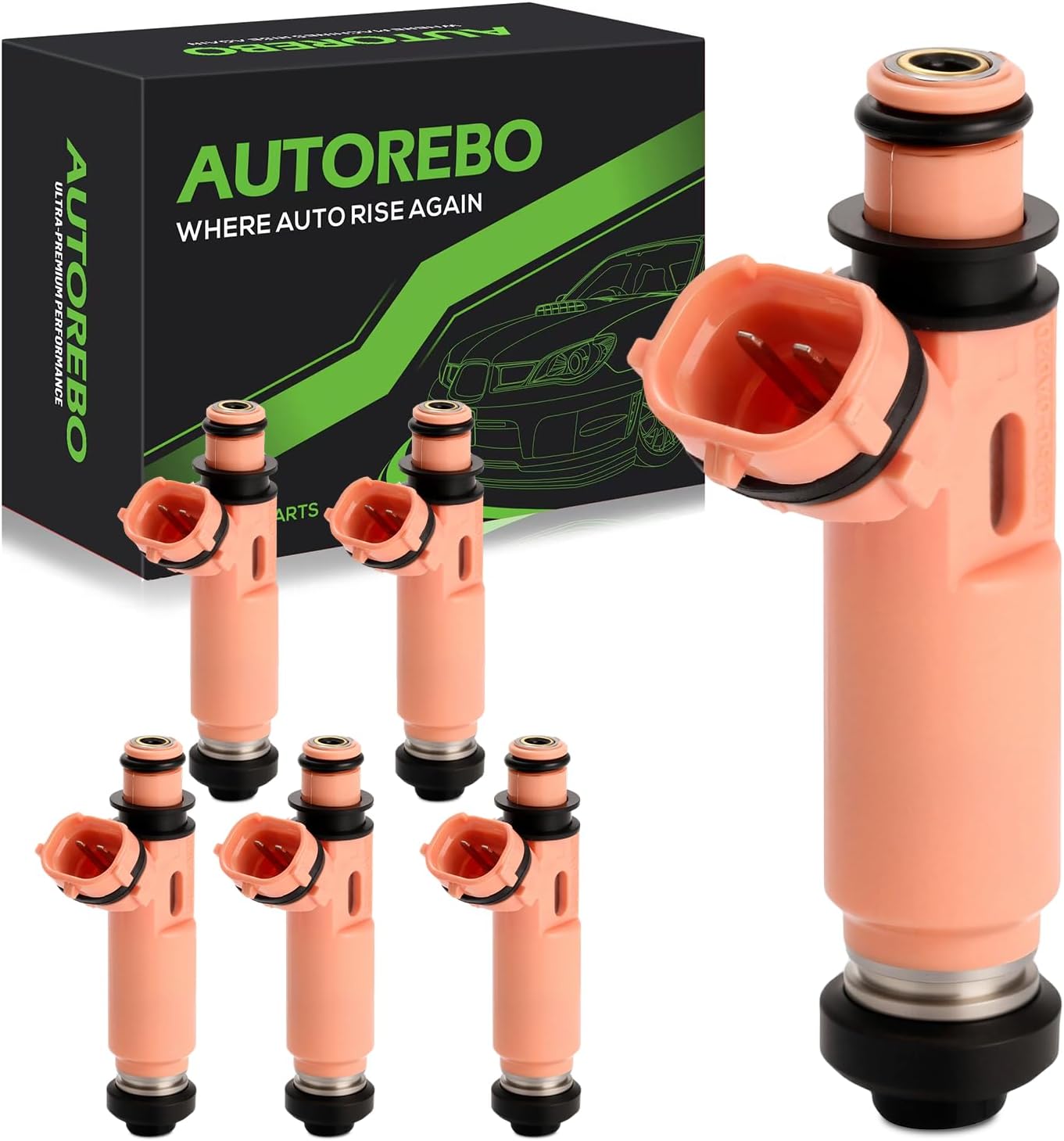 Fuel Injectors Set of 6 Compatible with Lexus ES300 ES330 RX330 RX400H Toyota Camry Highlander Solara, V6 3.0L/3.3L # FJ644 232090A020 2320920030 2320920040 84212243 FJ1086 23209-0A020 23250-20030