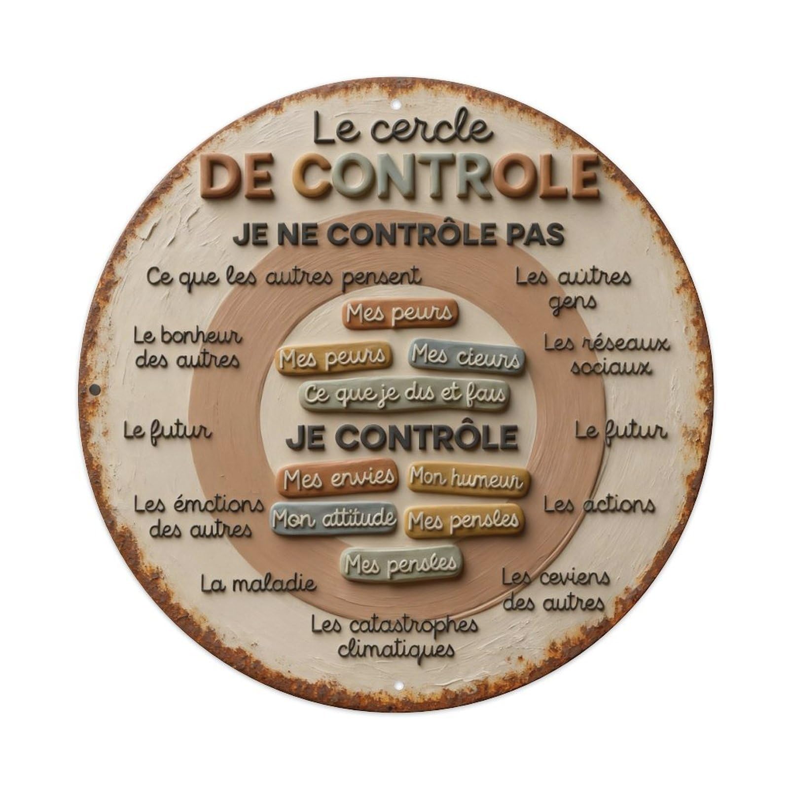 Zlatcbu Vintage The Control Circle I Do Not Control I Control Metal Tin Sign Retro Wall Art Poster, Decor For Home Living Room Bar Cafe Garage, 8X8 Inch