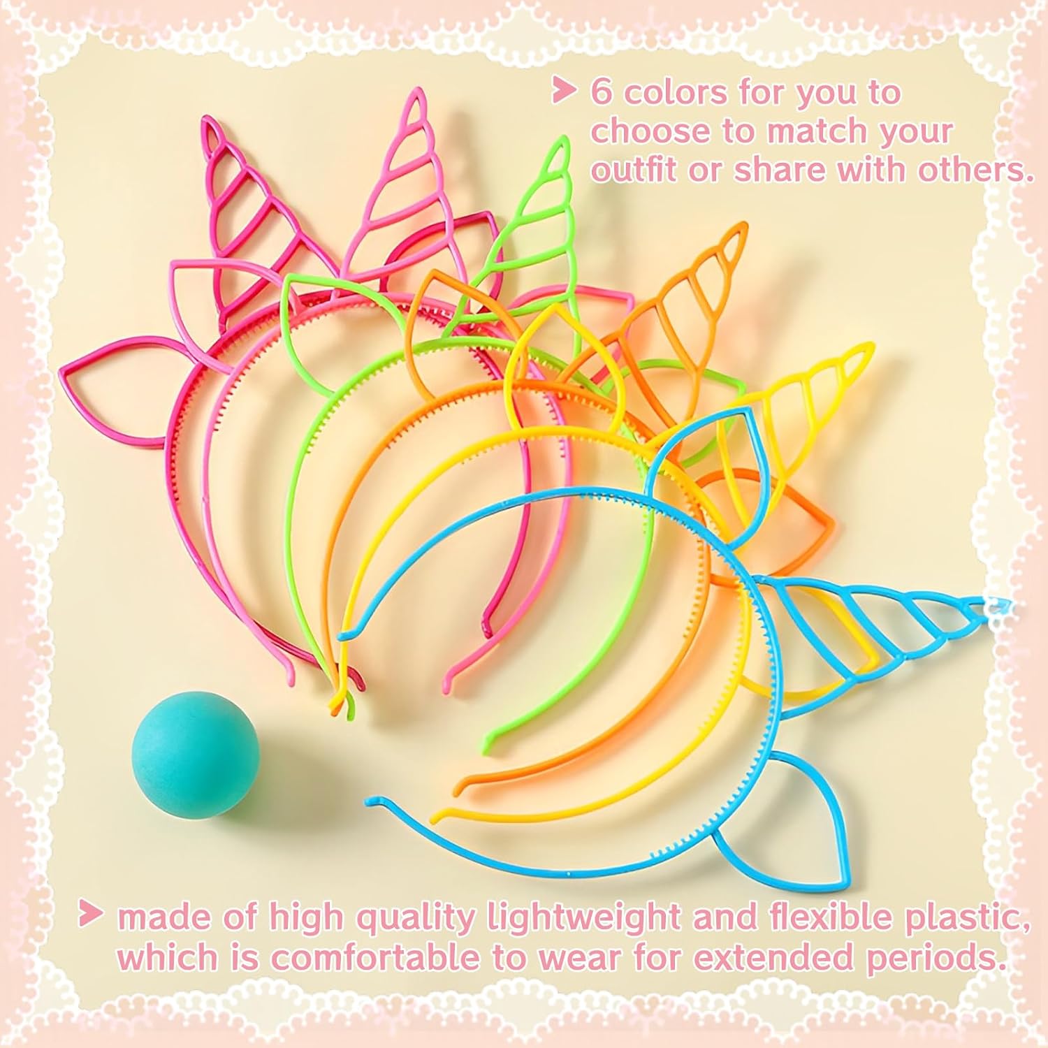 48 Pcs Unicorn Headbands Unicorn Birthday Party Favors Unicorn Headwear Plastic Hairbands for Party Supplies,Gift,Halloween,Christmas