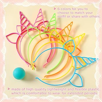 Zddaoole 48 Pcs Unicorn Headbands Unicorn Birthday Party Favors Unicorn Headwear Plastic Hairbands for Party Supplies,Gift,Halloween,Christmas