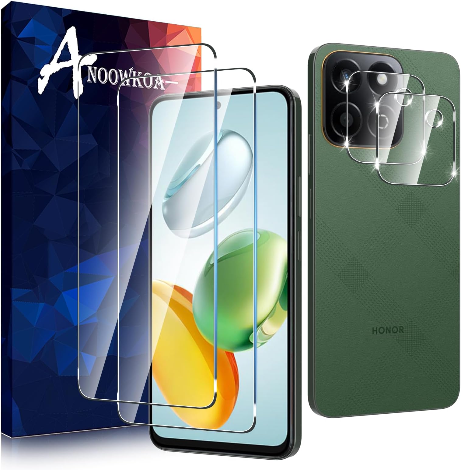 Anoowkoa 2+2 Pack for Honor 200 Smart 5G Screen Protectors and Camera Lens Protectors Guard Tempered Glass Film, Anti Fingerprints Protective Film