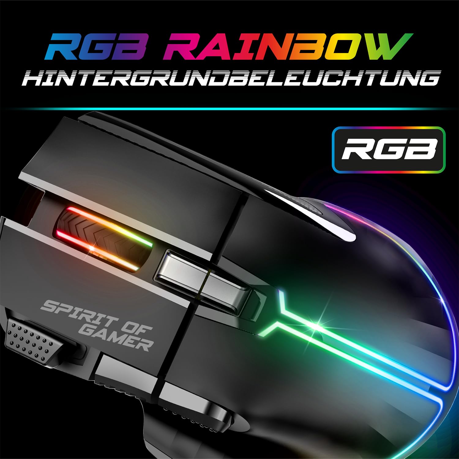 SPIRIT OF GAMER x Ultimate 600 | Gaming Tastatur Maus Set Kabellos Schwarz Wiederaufladbar RGB | DE Layout | Semi Mechanisch | Aluminiumplatte | 4800 DPI Wireless Mouse | Für PS5, PS4, PC, Xbox