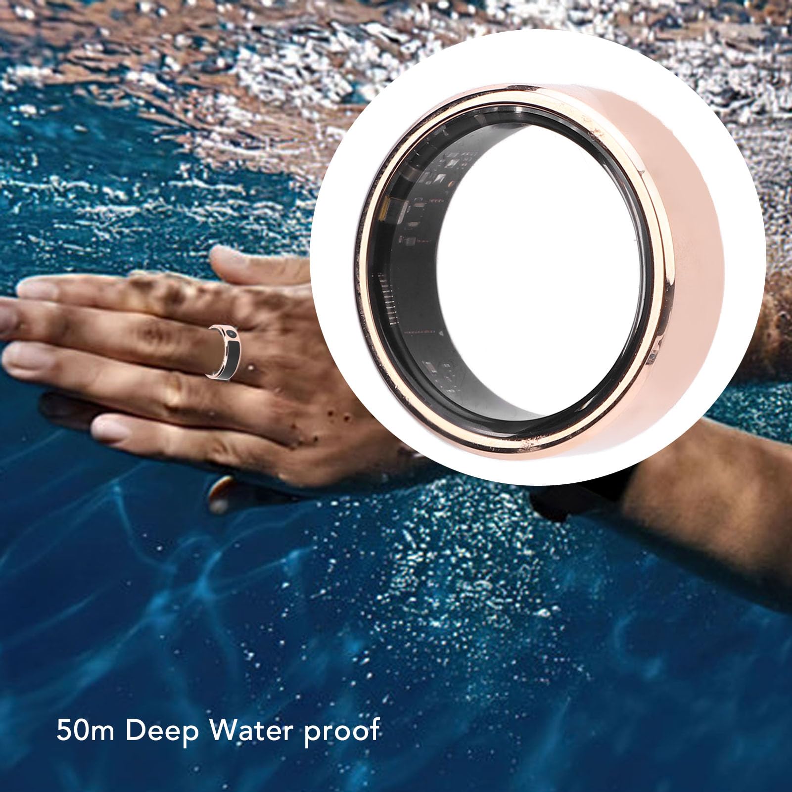 Sxhlseller Anneau Intelligent avec écran Tactile Couleur, Tracker d'activité en Acier Inoxydable de 50 M pour la Natation, la Course à Pied, Téléphone pour la