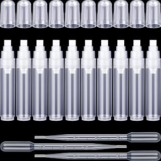 Sabary 10 Pcs Refillable Paint Markers 10 mm Empty Acrylic Markers Blank Flat Head Graffiti White Fillable Paint Pen with 5 Pcs 3 ml Dropper for Oil Water Ink Art Painting Craft Kit