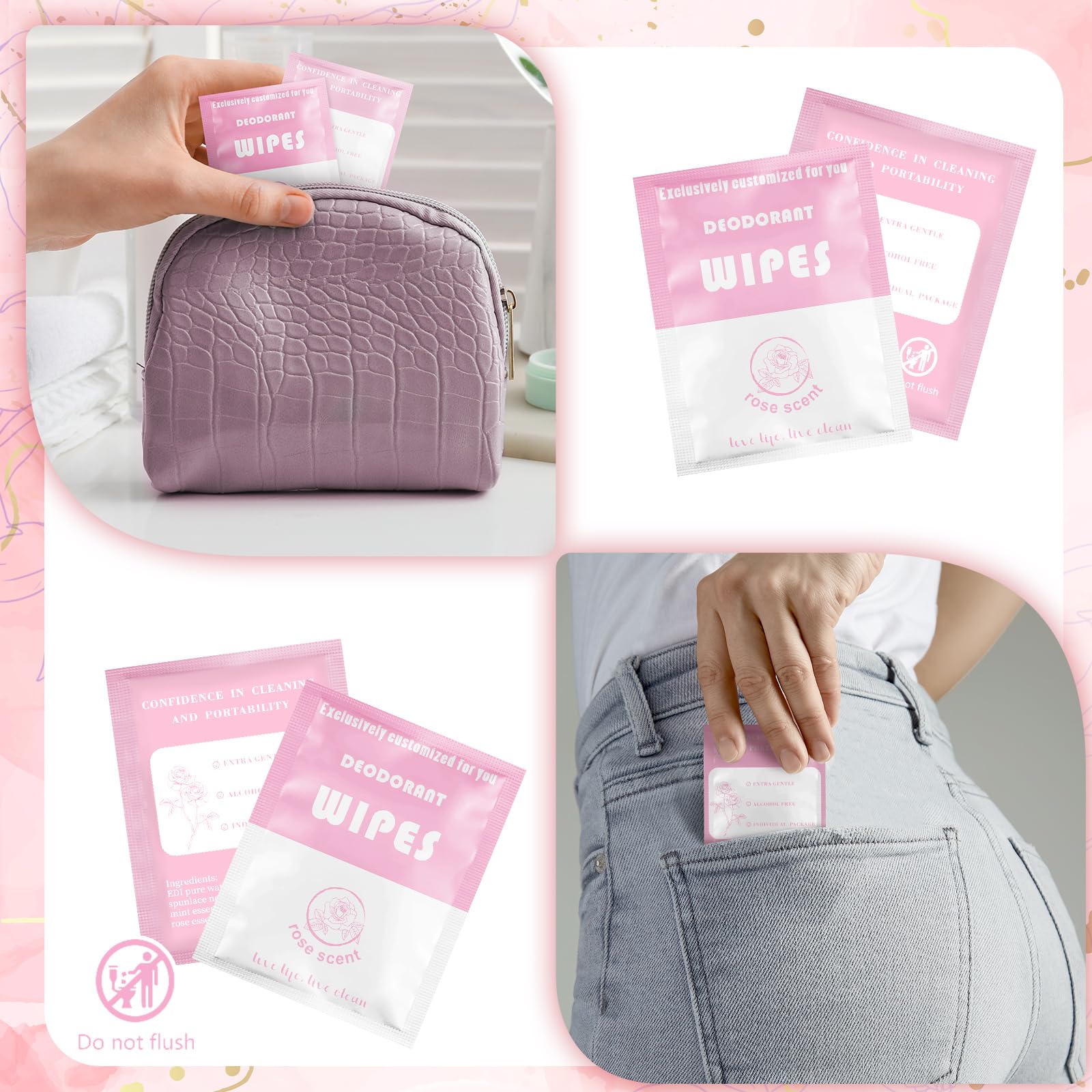 Timgle Individually Wrapped Deodorant Wipes for Fresh, Clean Skin