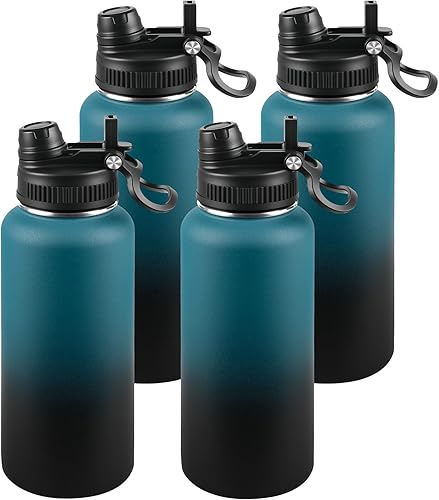 Miniatura 52 de Botella de agua aislada de 22 onzas, tapa 2 en 1 a prueba de fugas (sorbo/pajilla) + asa, botella de acero inoxidable para deportes, viajes, trabajo