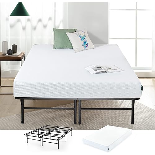 ZINUS 8 Inch Green Tea Cooling Gel Memory Foam Mattress and Heavy Duty SmartBase Metal Mattress Foundation Set / Bed and Mattress Set / No Box Spring Needed / Mattress in a Box, Full