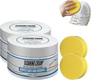 White Shoe Cleaning Cream, Multifunctional Shoes Cleaning Cream, Functional Cleaning and Stain Removal Cream, Decontaminate Solid Paste, White Sneaker Cleaner (Color : 2pcs)