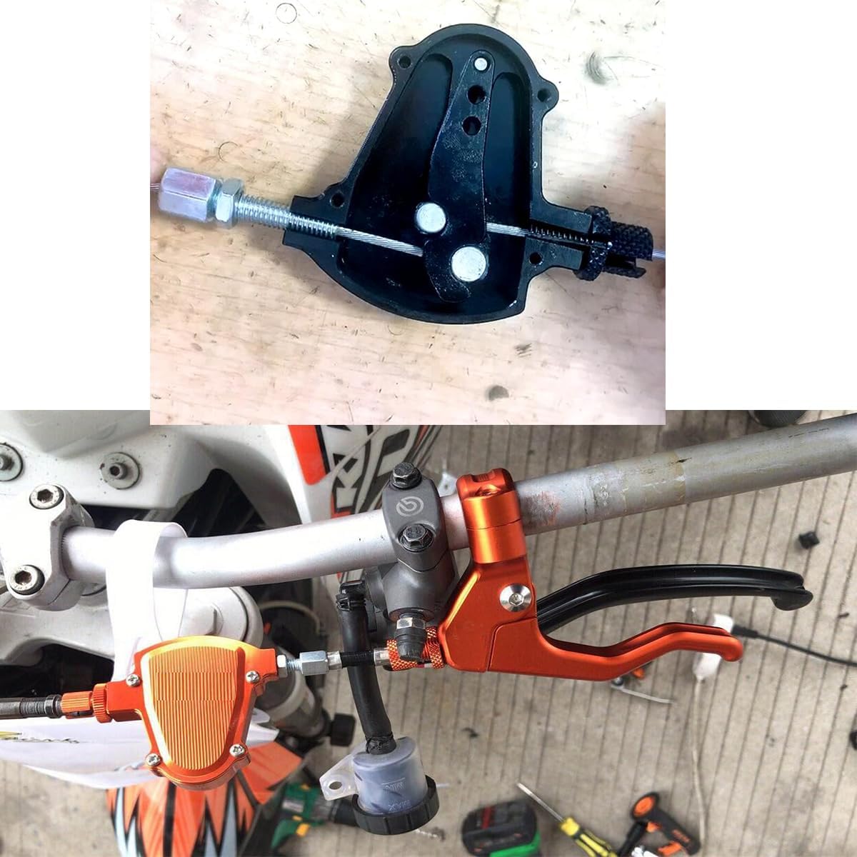 One Finger Performance Stunt Clutch Lever and Line Easy Pull Clutch Cable System Fit 7/8" 22mm Motorcycle Dirt Bike (Black)