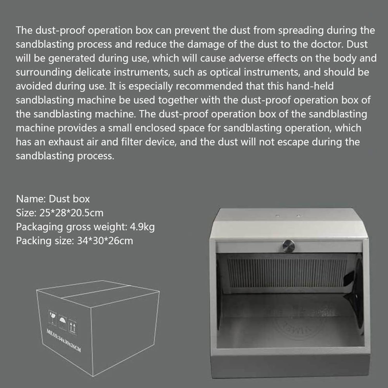 Qiang Aspiration De Poussière De Polissage Dentaire,Boîte Anti-Poussière pour Dépoussiéreur Dentaire,éclairage LED Cache Anti-Poussière à Double Ventilation,pour Laboratoire Dentaire
