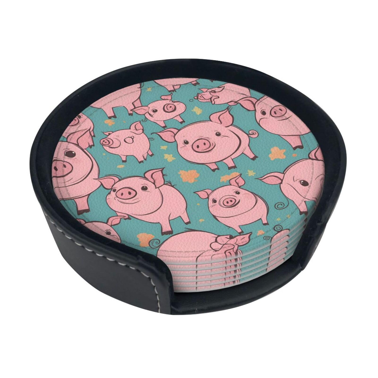 Dessous de verre cochon en polyuréthane x6 pour vos boissons