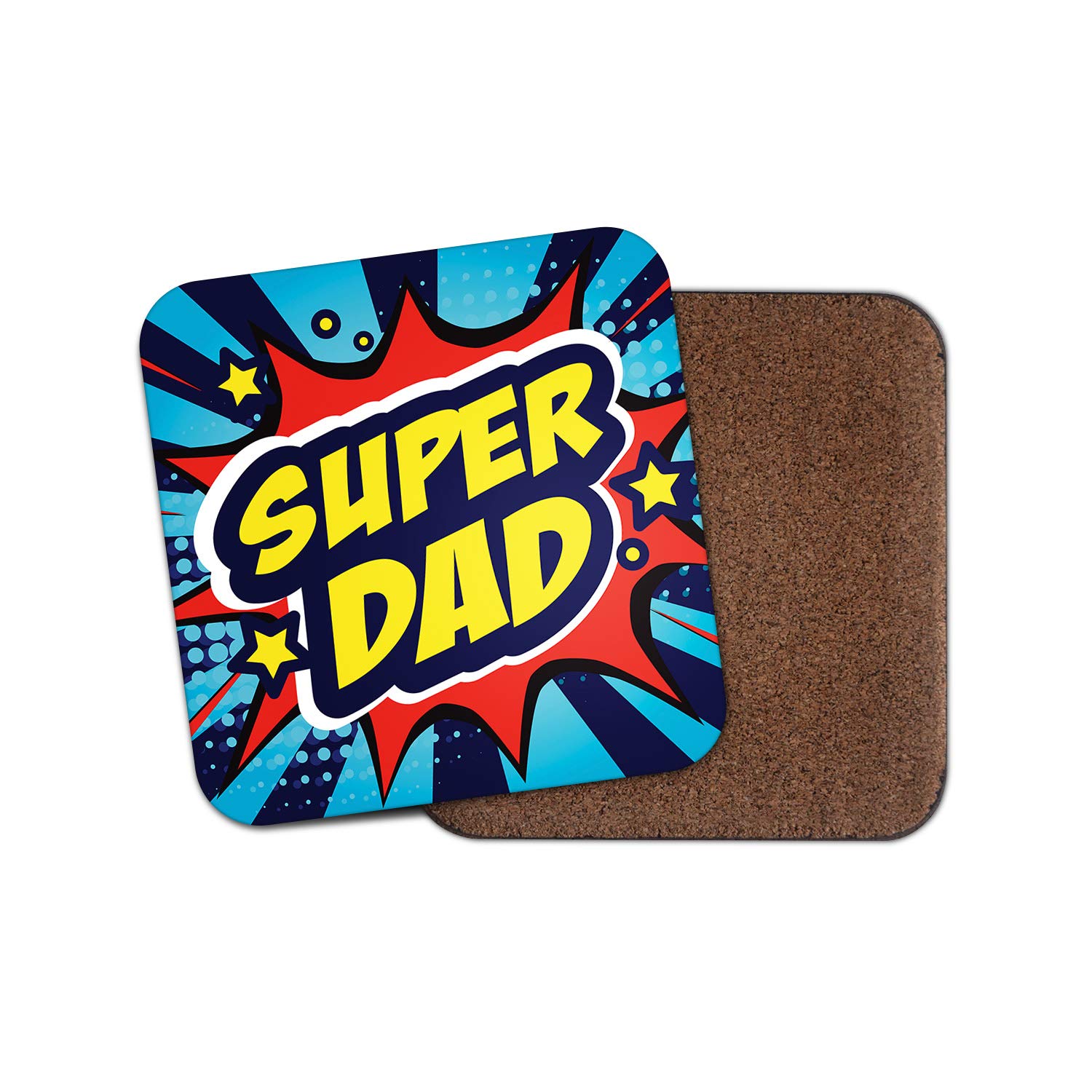 1 x Super Dad Coaster - Daddy Father's Day Father Grandad Hero Comic Fun #15212