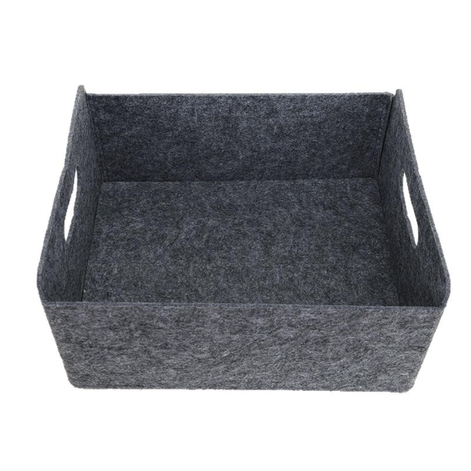 Gyesmmijp Grey Felt Storage Basket Foldable Organiser Box With Handles 30X25x15cm For Desktop, Wardrobe & Toys – Dark
