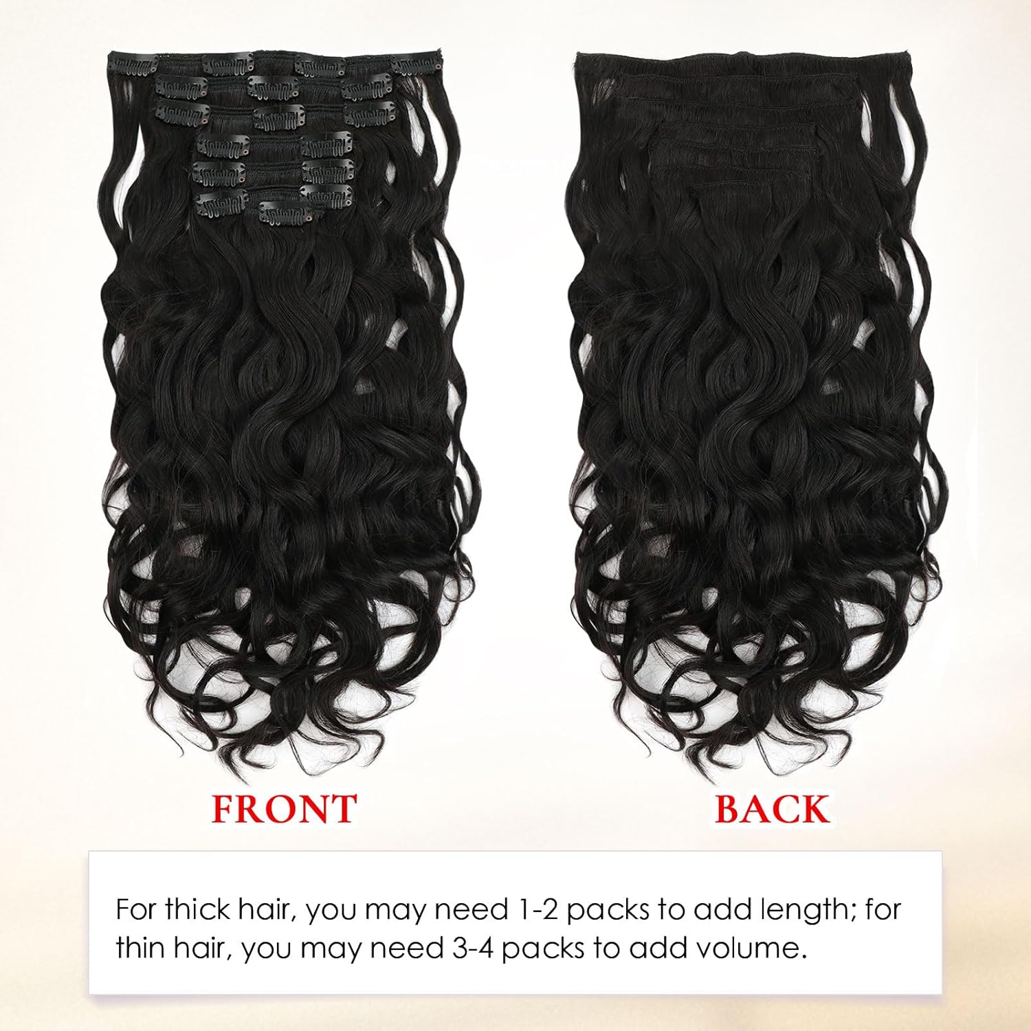 ABH AMAZINGBEAUTY HAIR Wavy Clip in Hair Extensions Real Human Hair Virgin Wave Clip in Human Hair Extensions Natural Black Curly Clips Hair Double Weft Full Head 120G 14 Inch