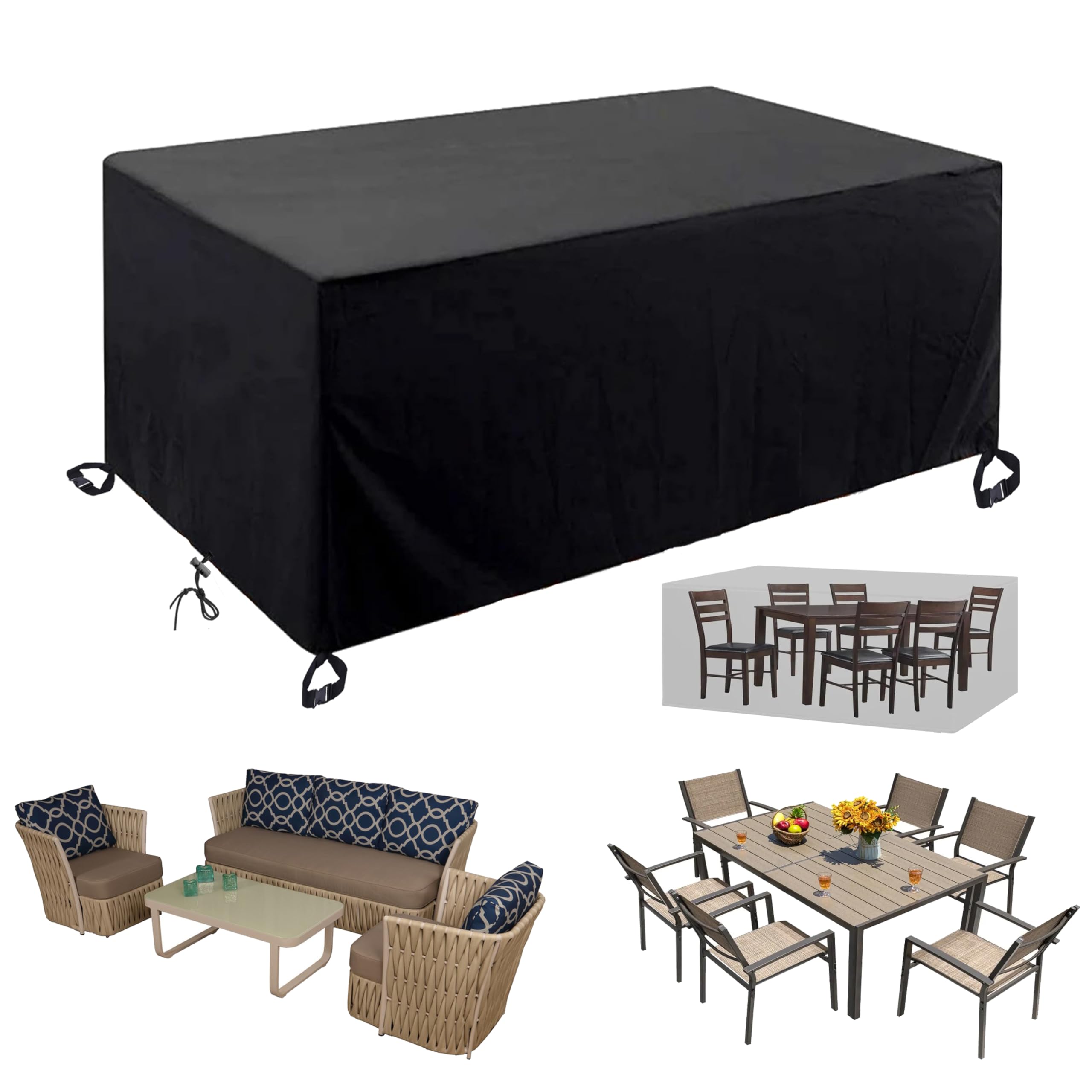 Fundas para muebles de jardín impermeables anti-UV con diseño rectangular grande