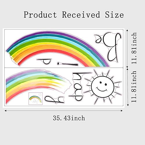 Miniatura 3 de Calcomanías de pared de arco iris bohemias decoración de pared de arco iris calcomanías de pared de acuarela para dormitorio y guardería