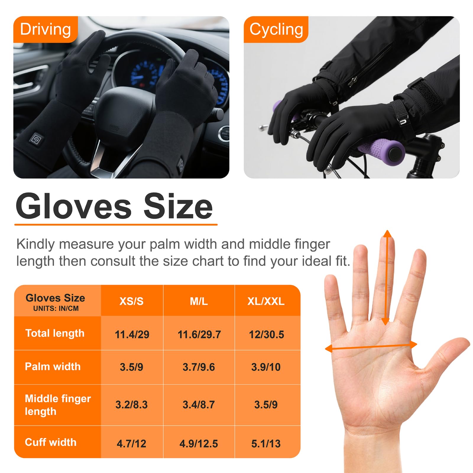 seenlast Guantes Calefactables Mujer Hombre, 7,4V 2200mAh*2 Guantes con Calefaccion con Batería Recargable, 3 Niveles de Calentamiento,Guante Calefactable Eléctricos con Pantalla táctil