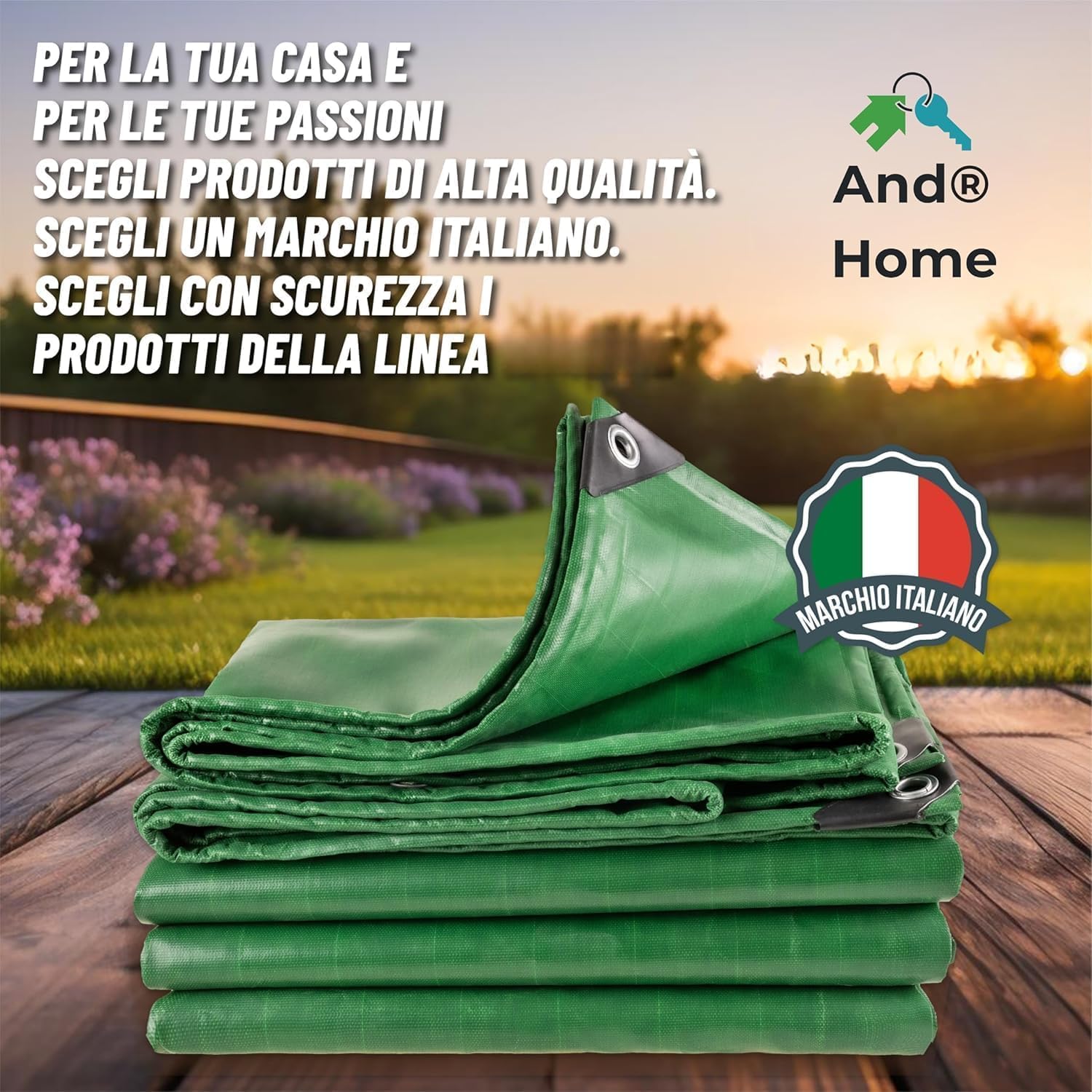 Telo/Telone Impermeabile Esterno - 6x10 METRI - ANTISTRAPPO - DURABILITA' 5 ANNI, Telo Copritutto Senza Elastici Inclusi, Telone Occhiellato Rinforzato, Verde, 130gr/mq