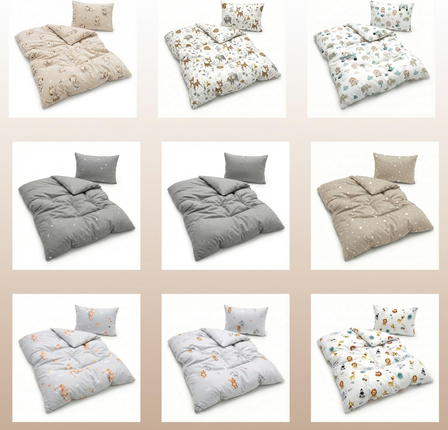 Totsy Baby Children's Cotton Duvet 100 x 135 cm Baby Blanket Duvet Set for Cot 100 x 135 cm and Pillow 60 x 40 cm Oeko-Tex Deer