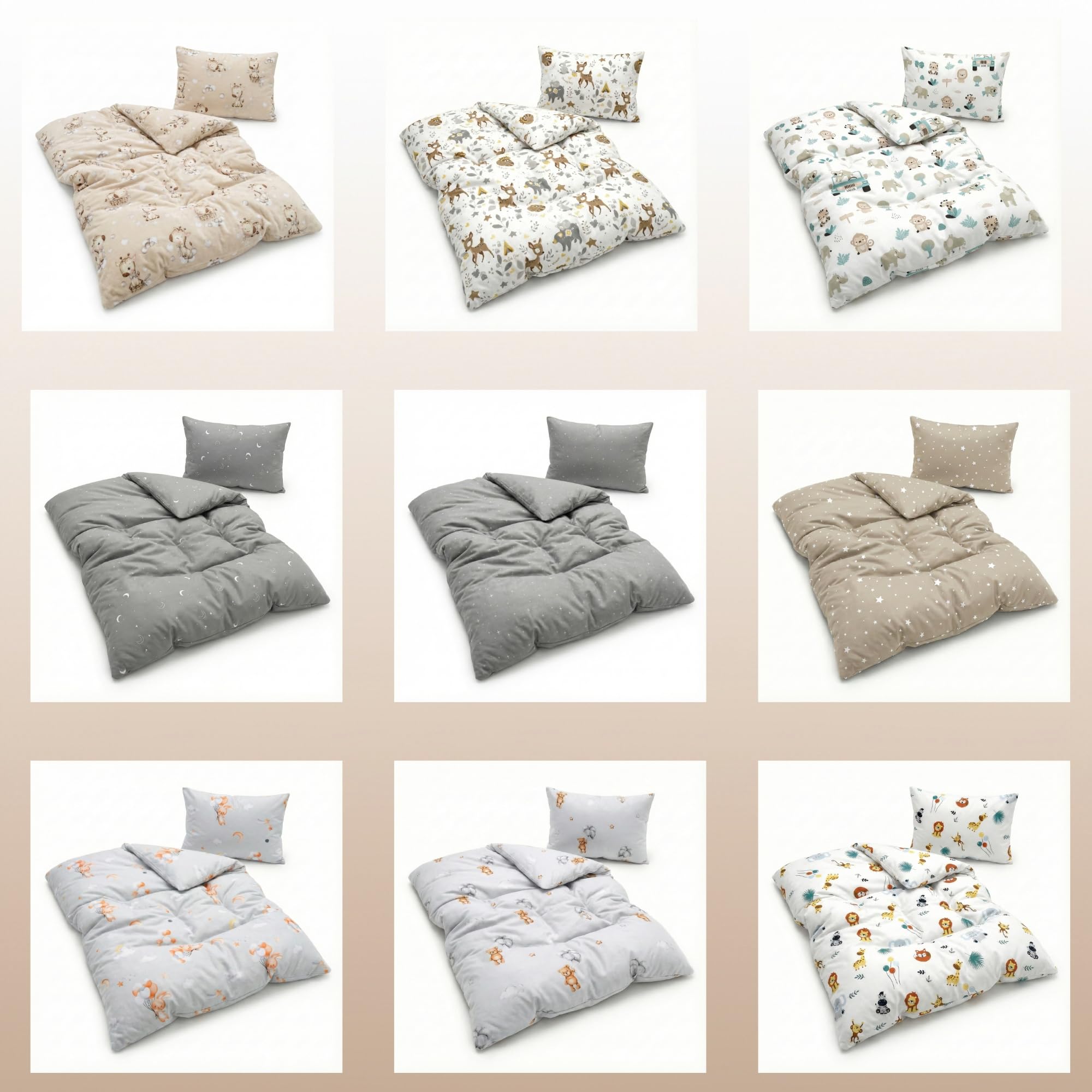 Totsy Baby Trapunta per bambino cotone 90x120 - piumono culla neonato set Imbottitura per piumone 90 x 120 cm con cuscino 40 x 60 cm per ragazzi e ragazze Oeko-Tex Beige con stelle bianche