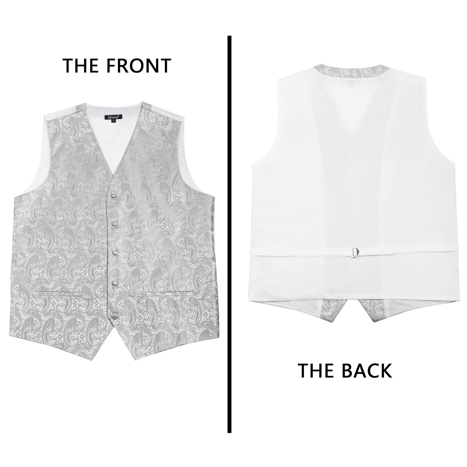 Alizeal Set di 5 gilet da uomo in jacquard Paisley
