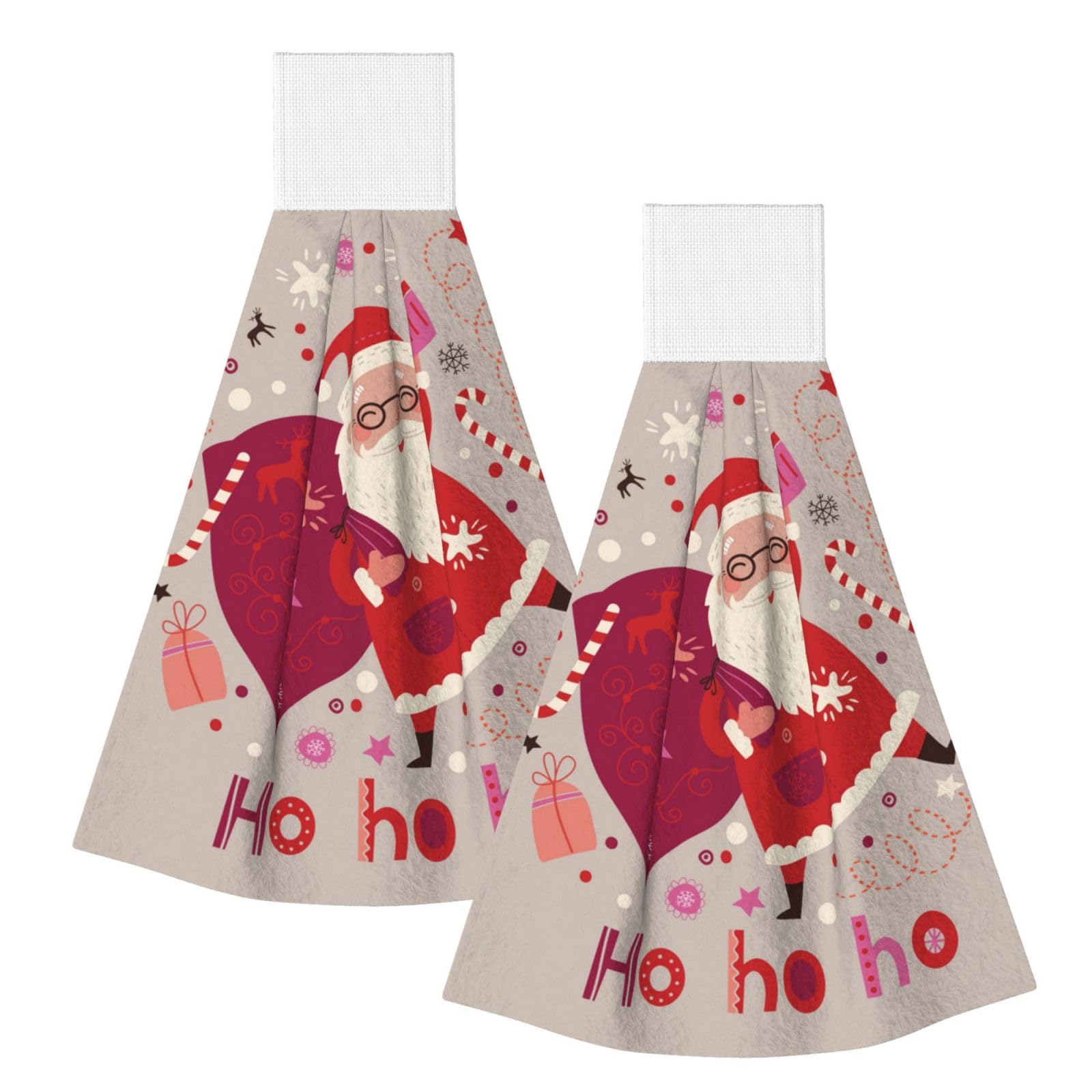 DOPKLNA Christmas Santa, 2 Pcs Hanging Coral Fiber Hand Towels for Bathroom, Absorbent Kitchen Towels