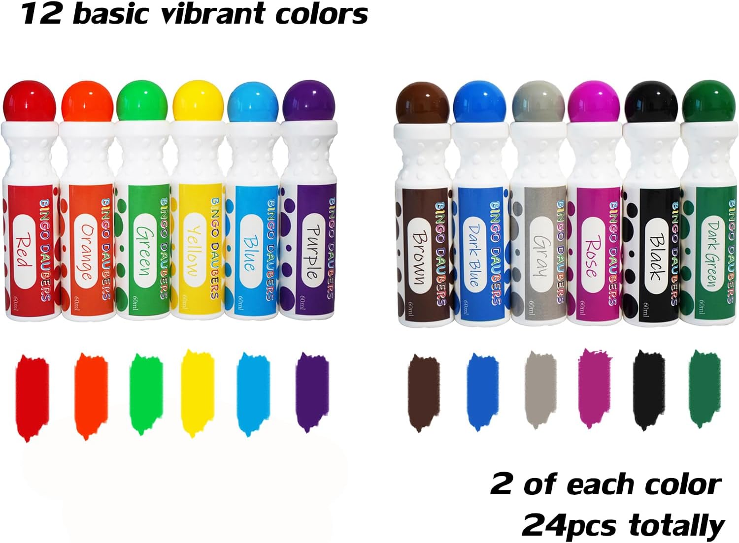 SEETOOOGAMES Bingo Daubers Dot Markers - Mixed Colors Set of 24 Pack - for Toddler Arts and Crafts