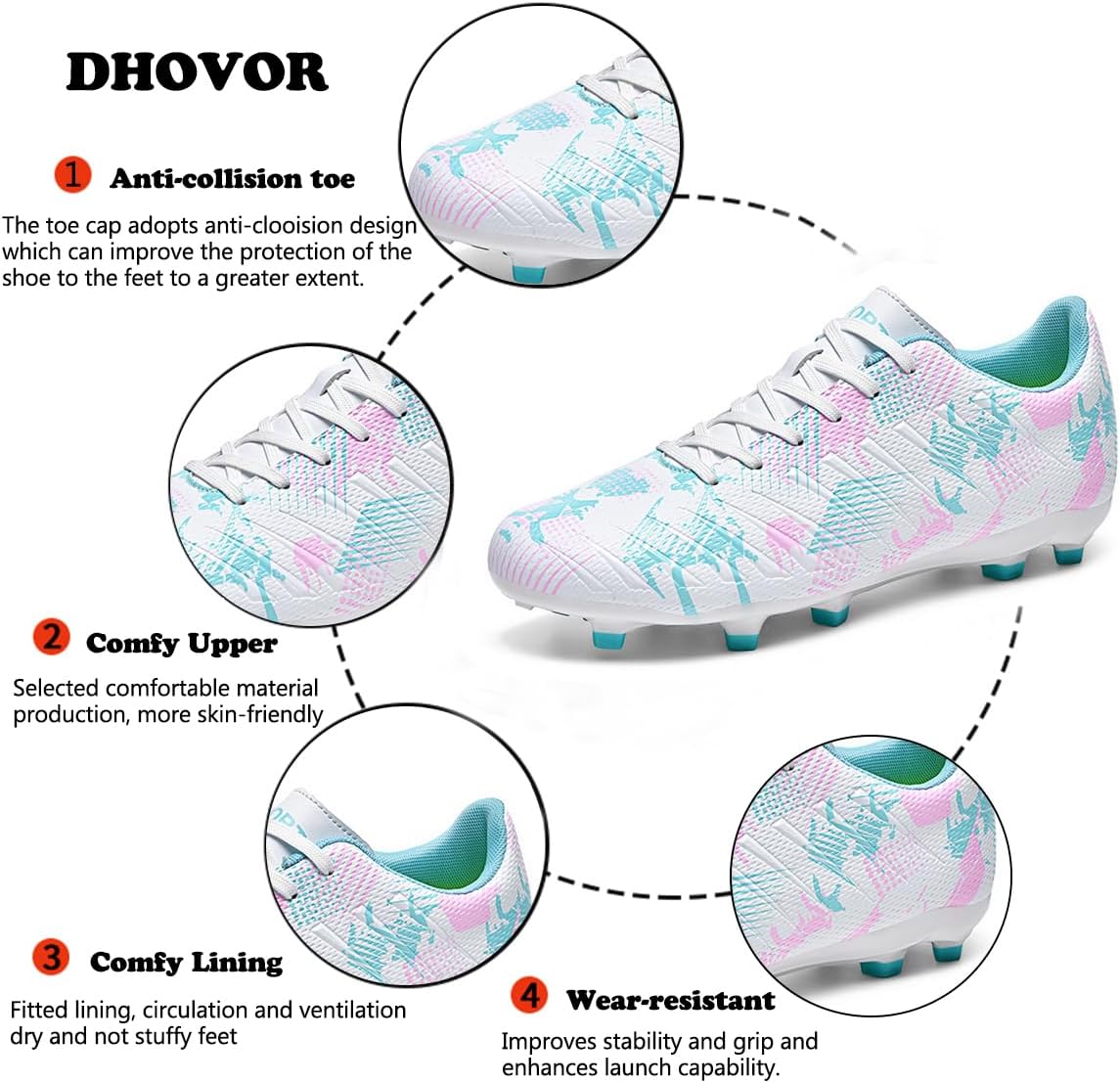 Soccer Cleats for Womens Football Shoes Youth Lightweight Athletics Football Trainers Outdoor Soccer Shoes