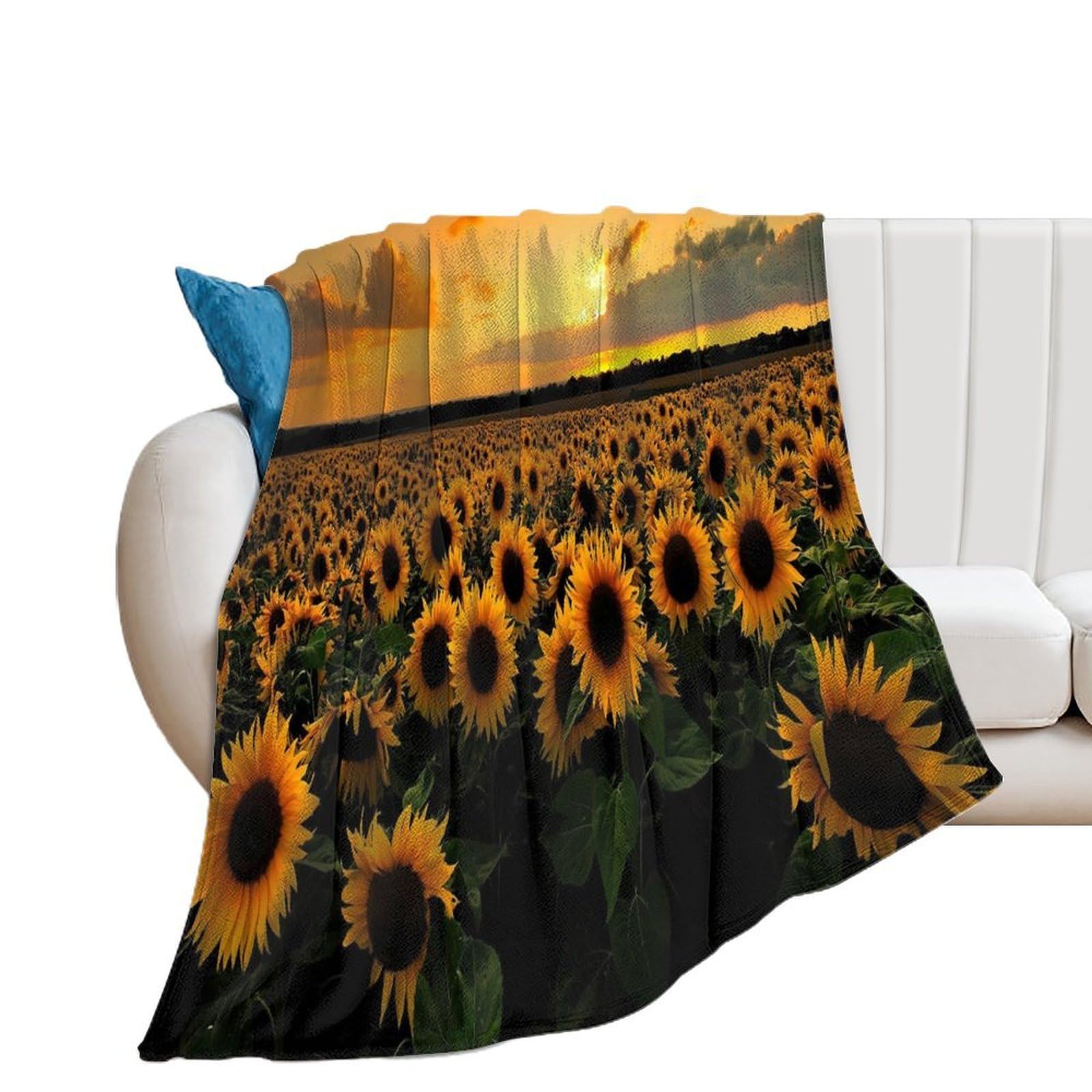 Sunflowers Sea Throw Blanket for Couch Super Soft Warm Lightweight Throw Blankets Cozy Flannel Bed Blanket Cute Decorative Blankets for All Seasons Home Decor Gift 30"*40"（76 * 100cm）