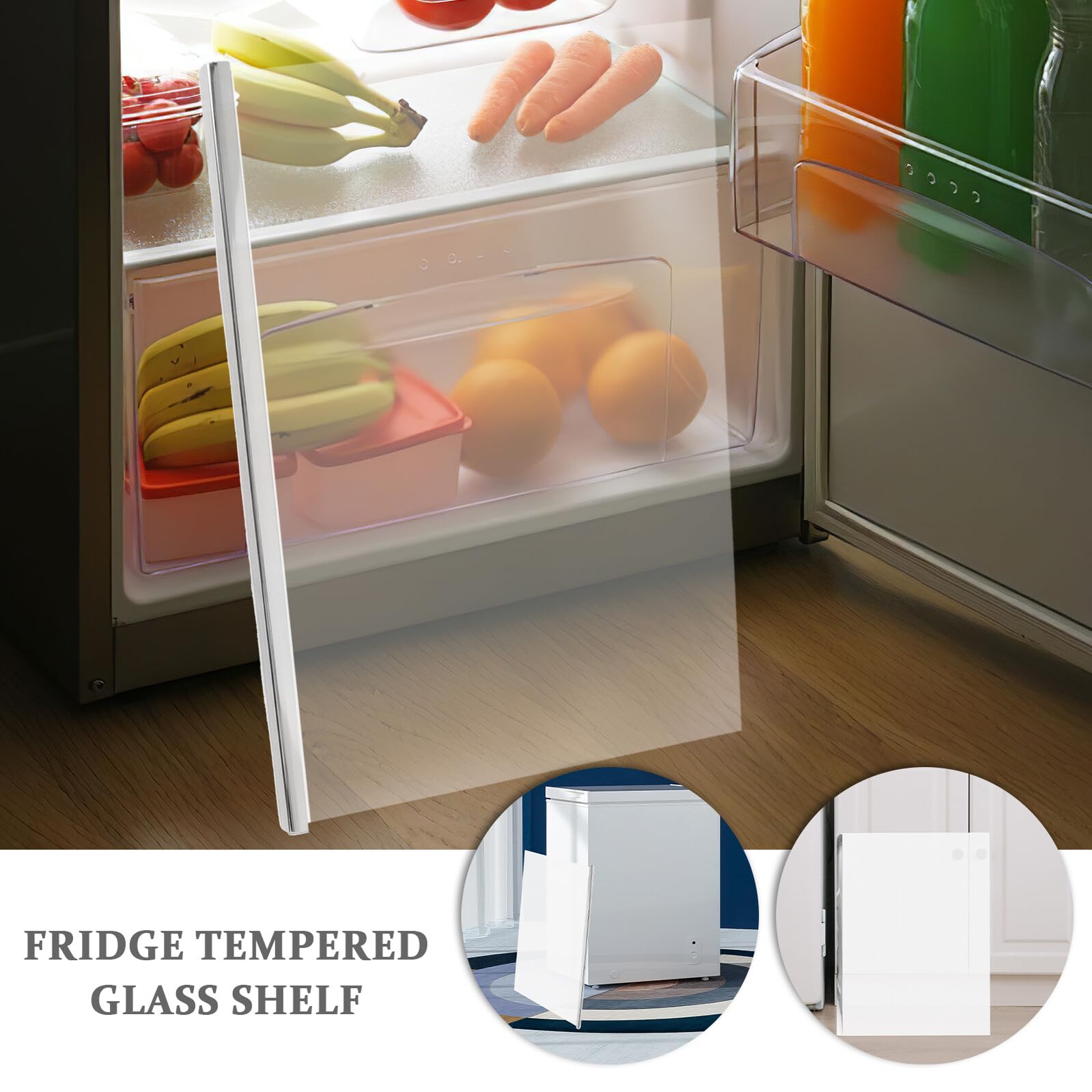 Étagère Verre Trempé 430X320 MM Rebord Renforcé, Plateau Transparent pour Rangement Frigo, Compartiment Réfrigérateur, Accessoire la Cuisine Pratique