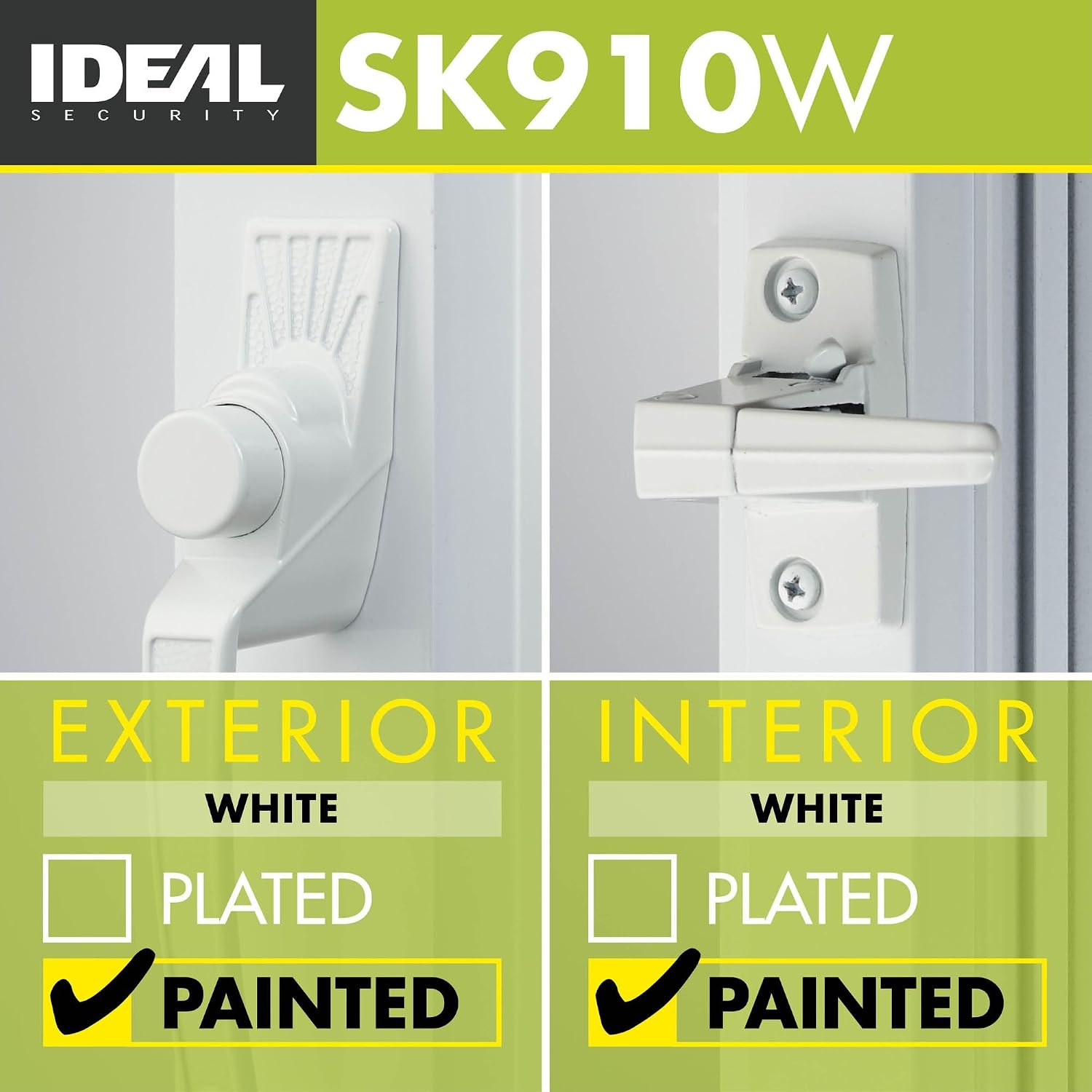 Ideal Security 9910 Bundle Standard Storm Door Closer with Classic Push Button Handle Set, Adjustable Speed, Smooth Closing for Lightweight to Medium Doors, White