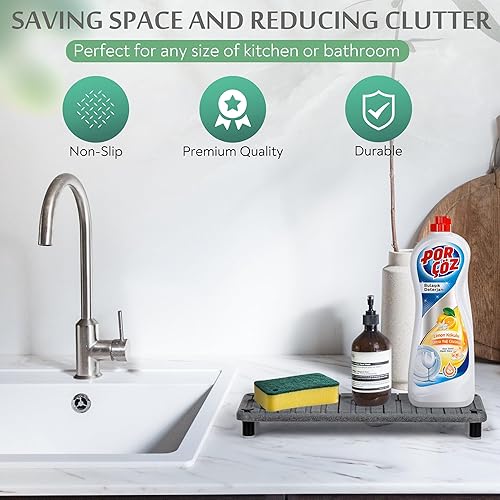 Miniatura 4 de Bandeja de piedra para fregadero, organizador de fregadero de piedra de secado para jabón, soporte de esponja, tierra de diatomeas de secado rápido,