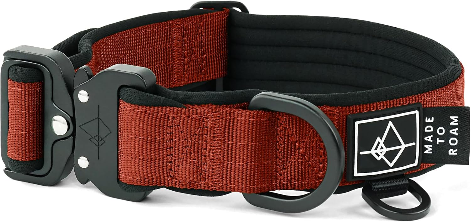 MADE TO ROAM Comfort Collar - Adjustable Nylon Dog Collar with Soft Comfortable Padding, Light Aviation Aluminum Metal Buckle for Small, Medium and Large Dogs (Texas Flair, Size 5)