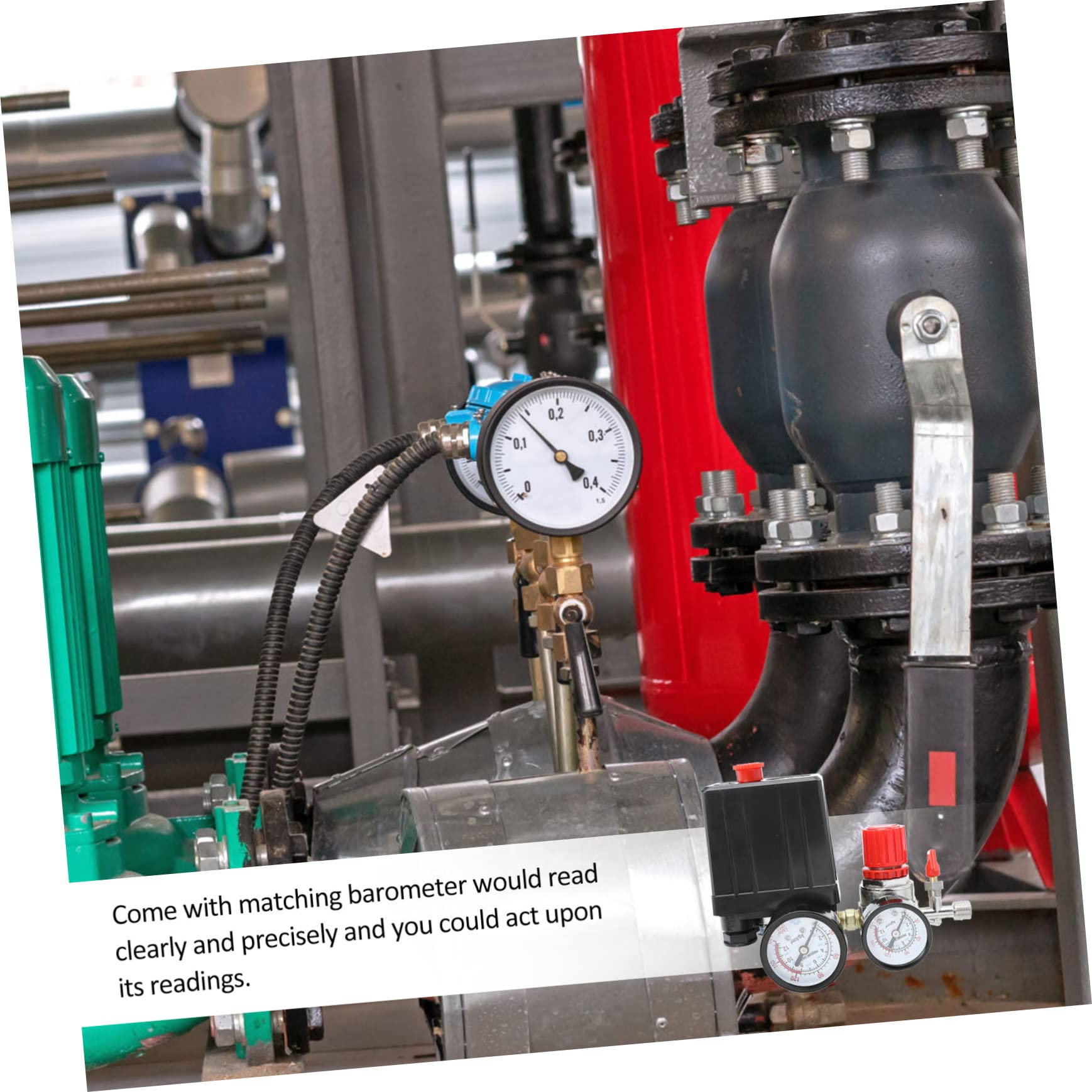 UPKOCH Pressostat et Manomètre à 4 Trous Régulateur de Pression Contrôle Précis, 0,5-0,8 Mpa de Compresseur D'air pour Compresseur D'air