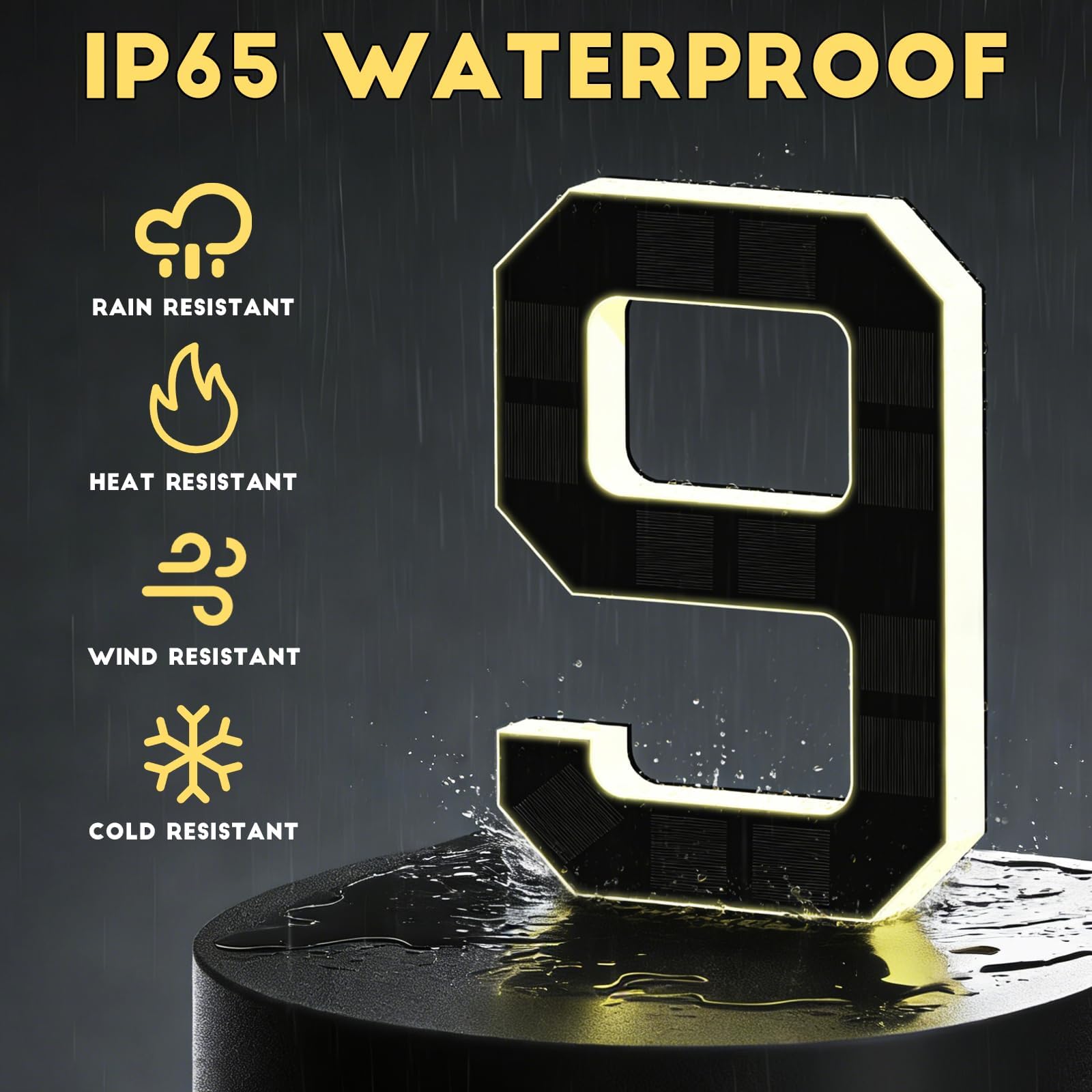 Solar-Hausnummern für Außenbeleuchtung, 17 cm, wasserdicht, LED-beleuchtete Adressschilder für Hofhäuser, Numeros Para Casa, Außenbeleuchtung, beleuchtet, modern, 1 Stück