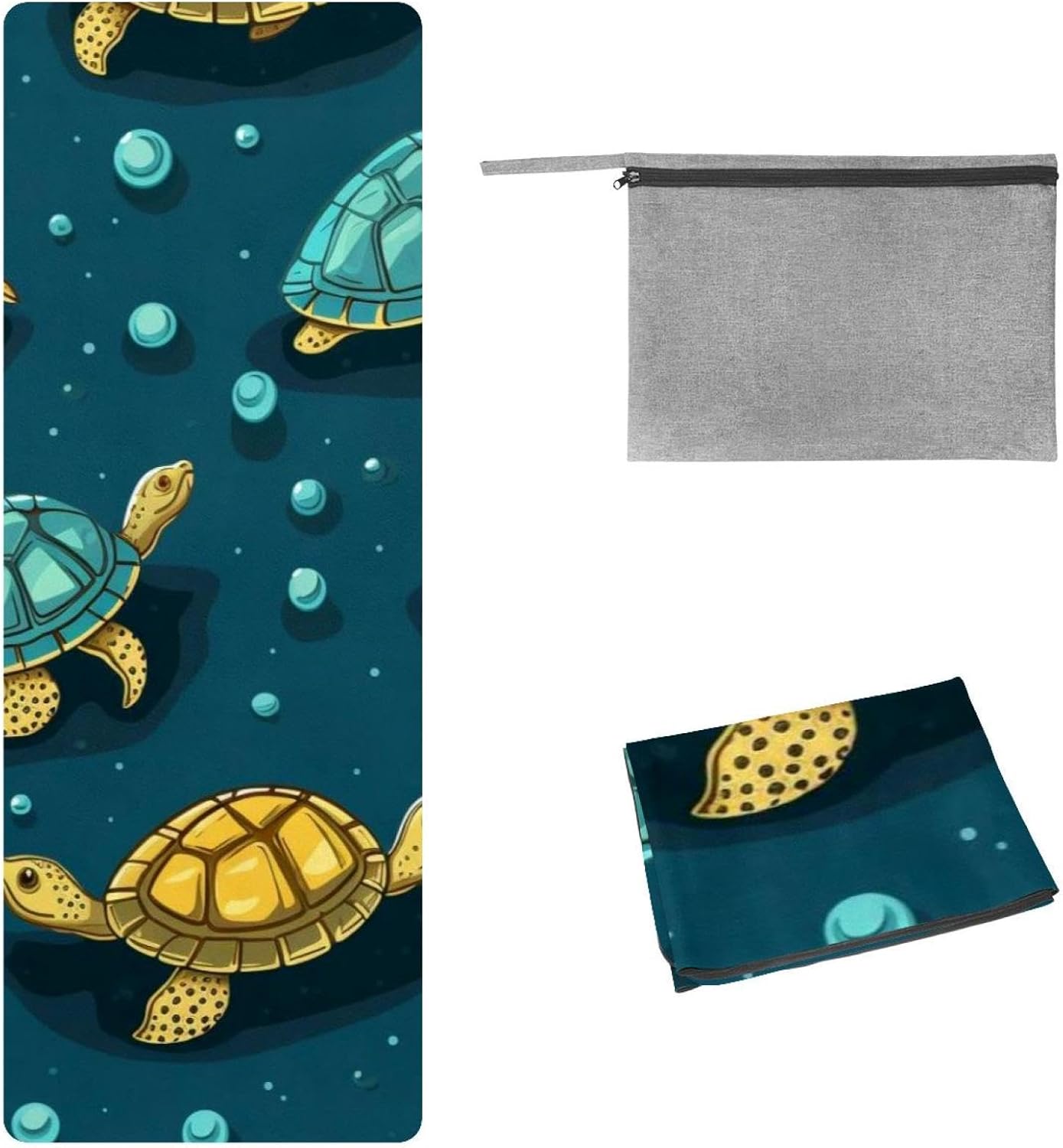 Yoga Towel, Sea Turtle Pattern Non Slip Sweat Absorbent Hot Yoga Mat Towel for Hot Yoga, Pilates and Fitness - 72.8" x 26.8"