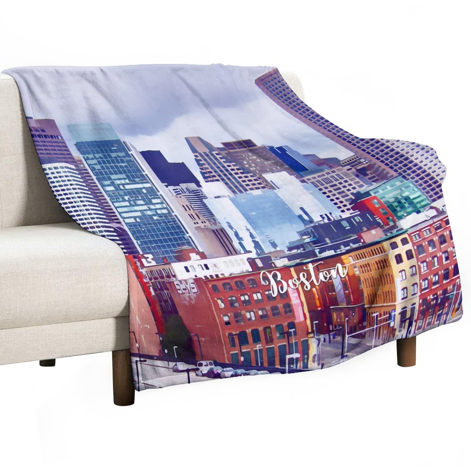 Couverture duveteuse Boston plaid chaud pour canapé et salon
