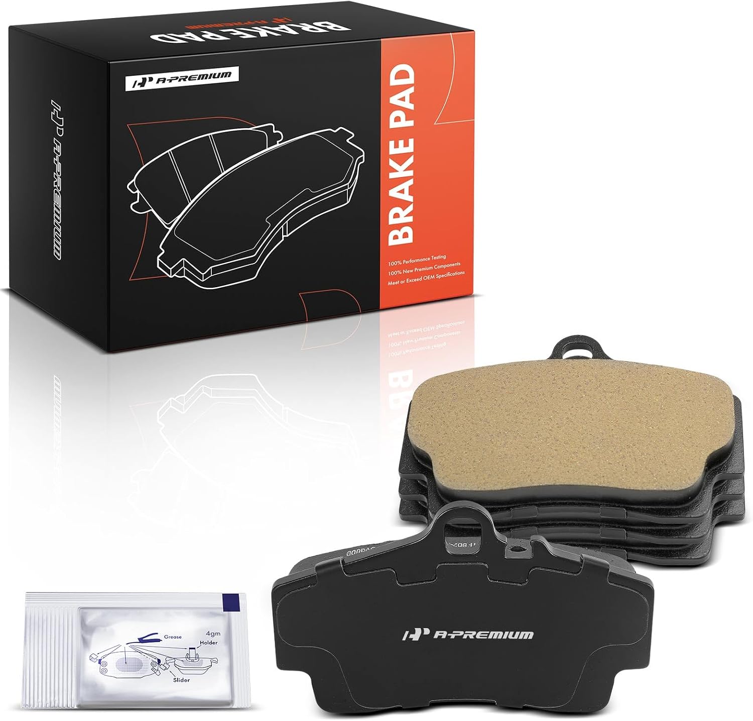 A-Premium Rear Ceramic Brake Pads Set Compatible with Porsche Models - 911 1998-2002, Boxster 1997-2006, Cayman 2006-2012, 4-Pack
